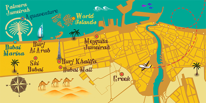 mapa Dubai