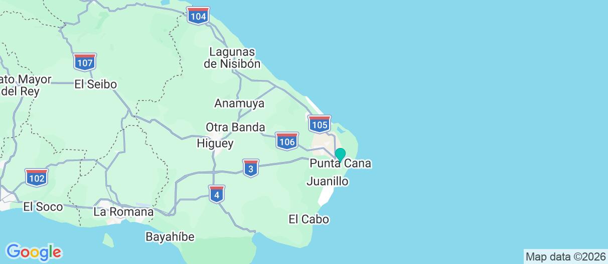 Map with itinerary in Dominican Republic