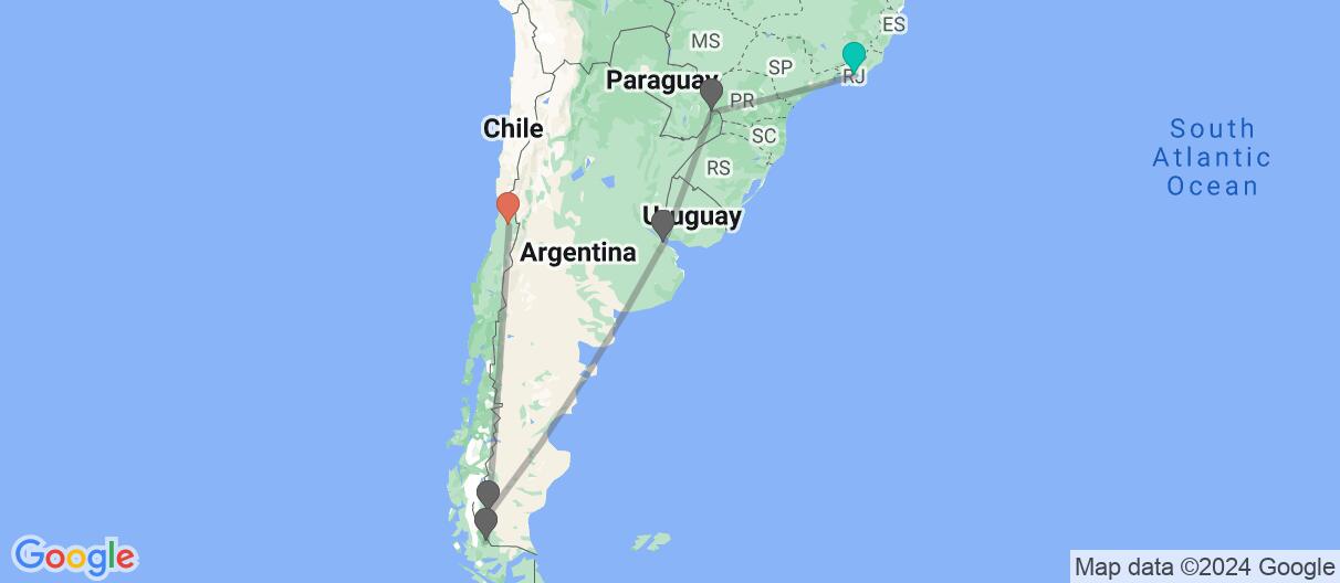 Argentina, Chile, Uruguay and Brazil - Google My Maps