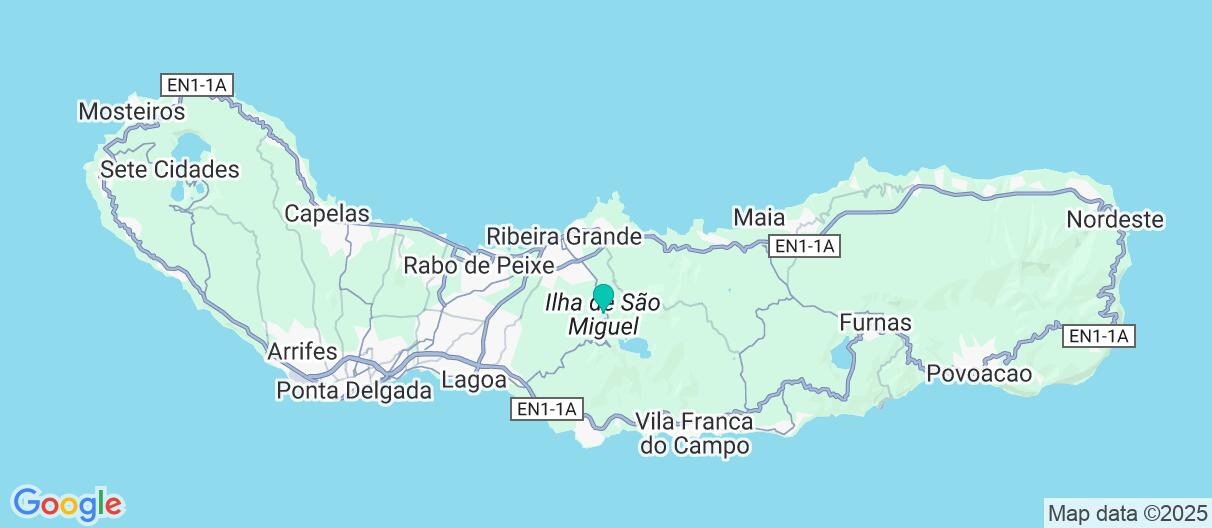 Map with itinerary in Azores