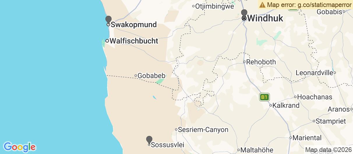 Karte mit Reiseroute in Namibia
