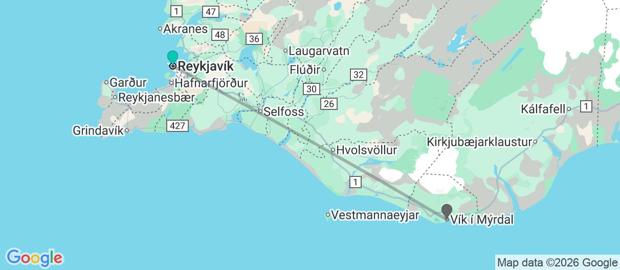 Karte mit Reiseroute in Island