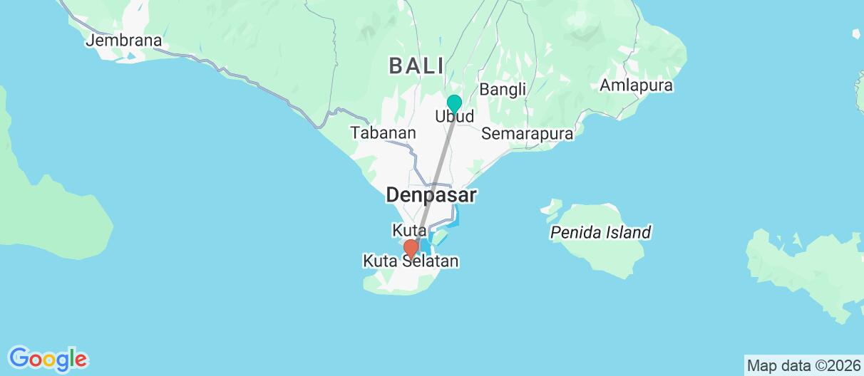 Map with itinerary in Indonesia