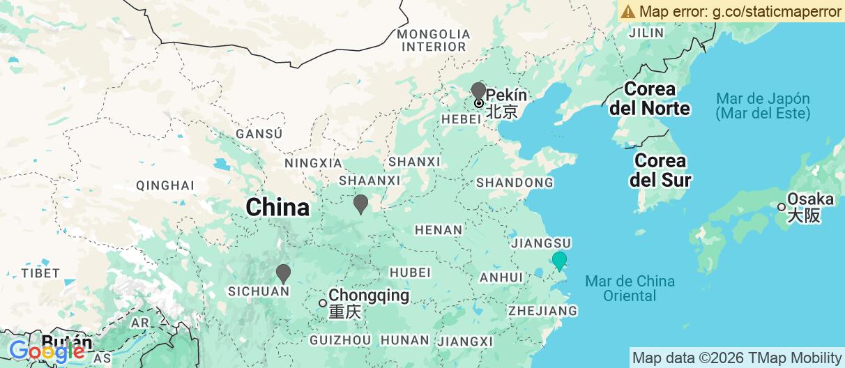 Mapa con el itinerario en China
