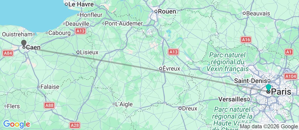 Map with itinerary in France