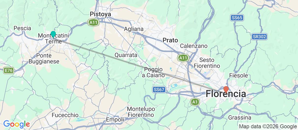 Mapa con el itinerario en Italia
