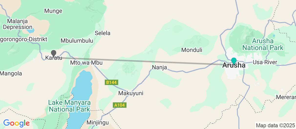 Karte mit Reiseroute in Tanzania