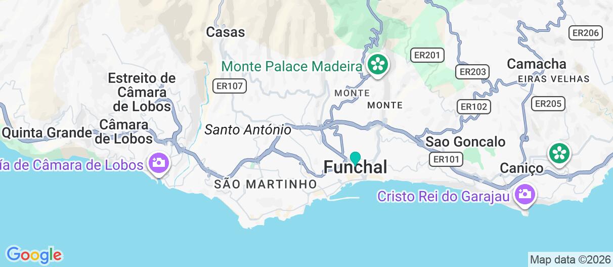 Map with itinerary in Madeira