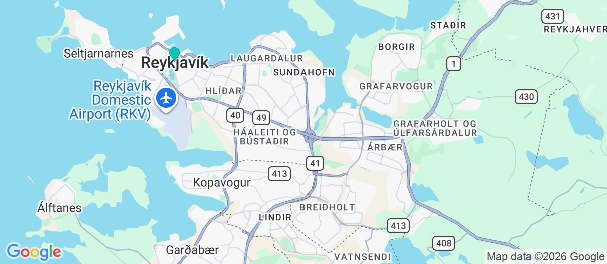 Map with itinerary in Iceland