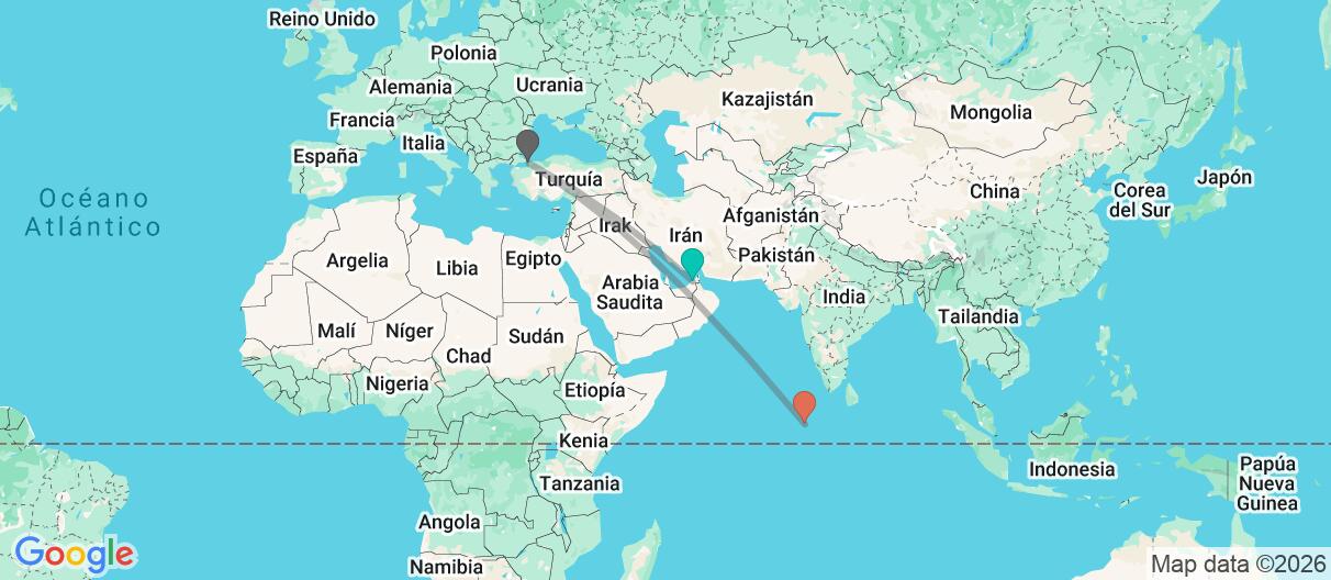 Mapa con el itinerario en EAU, Turquía y Maldivas