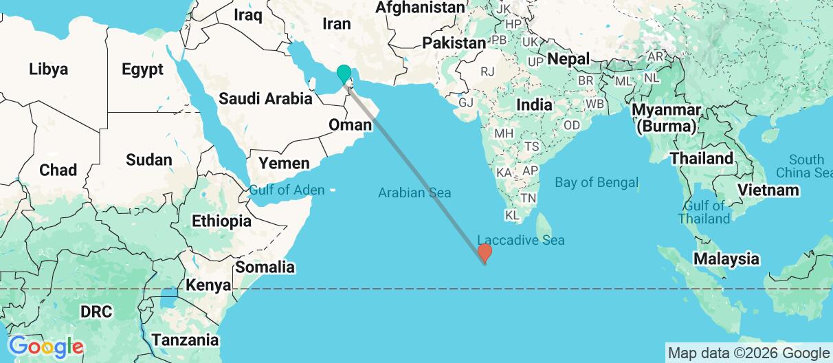 Map with itinerary in United Arab Emirates & Maldives