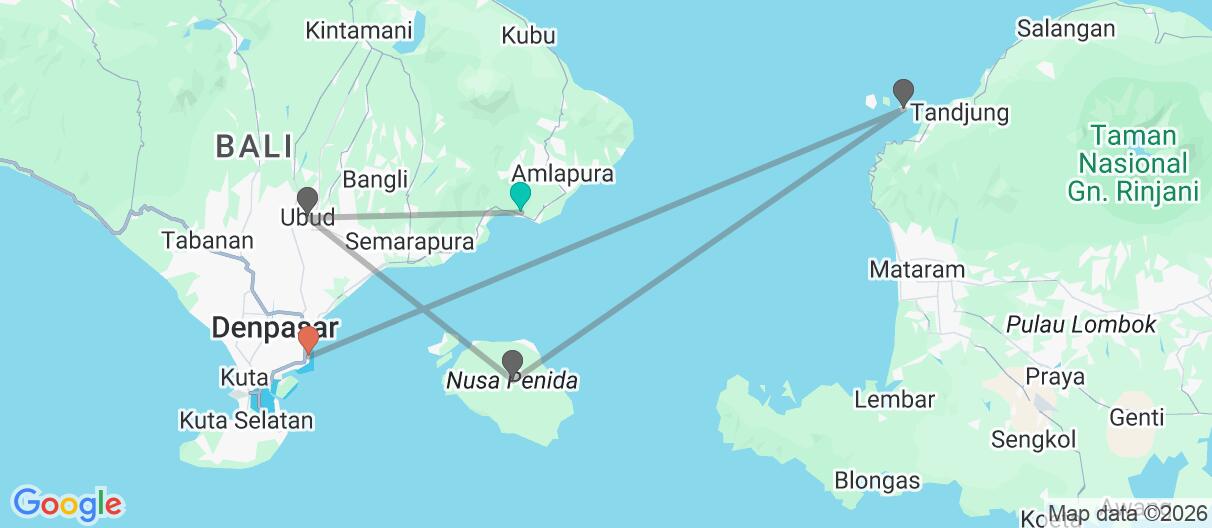 Mapa con el itinerario en Indonesia