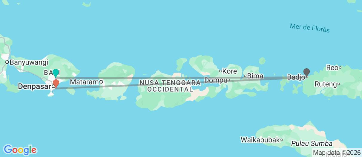 Carte avec l'itinéraire en/aux Indonesia